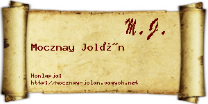 Mocznay Jolán névjegykártya